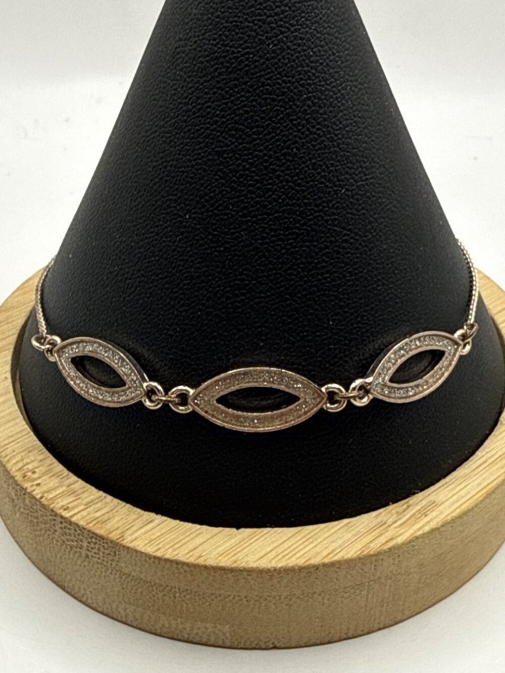Silver Marquise Pave Eye Bolo Bracelet Sparkly Adjustable Glam Aesthetic